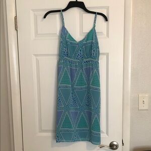 Old Navy Blue and Green Geometric Mini Dress